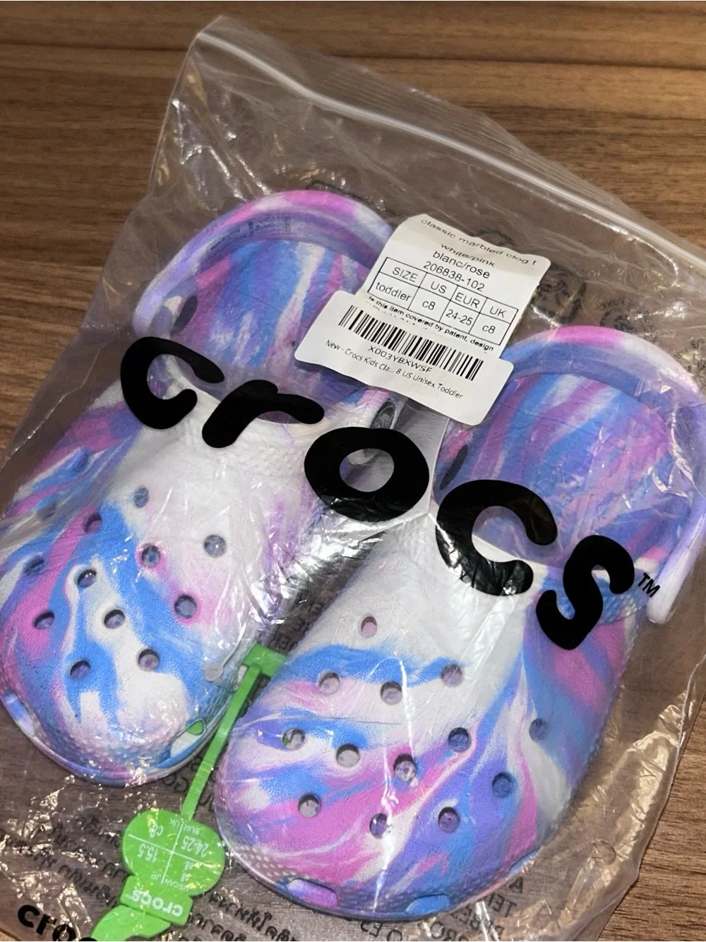 Crocs Classic Marbled Clog Slip On Toddler Size C8 US  White / Pink New